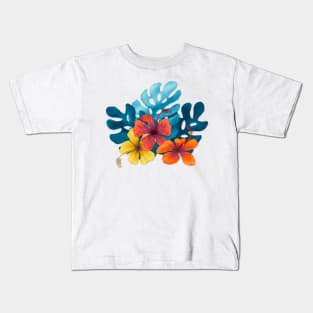 Tropical Hibiscus flowers Kids T-Shirt